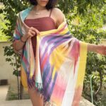 LALA lightweight cotton travel wrap beach cover-up worn LOMYNA
