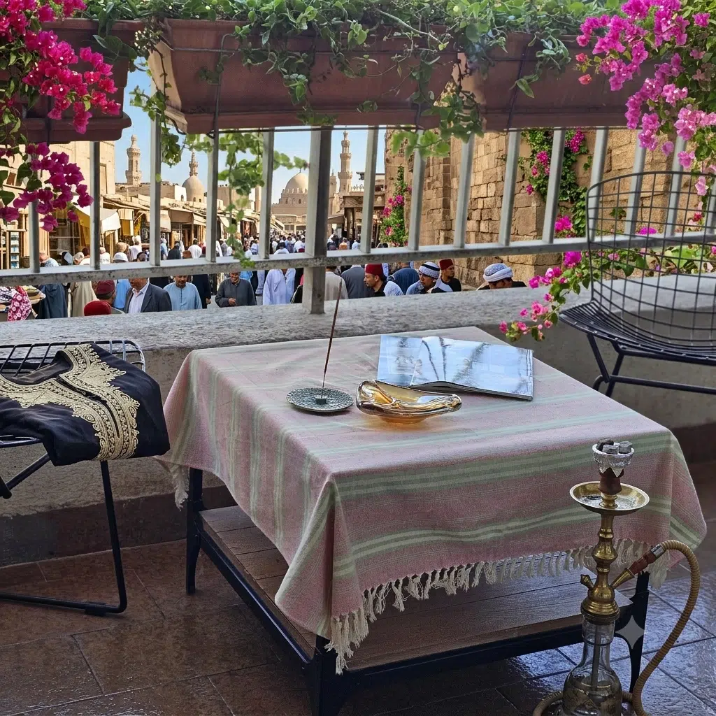 A luxury cotton textile styled in a Mediterranean balcony setting